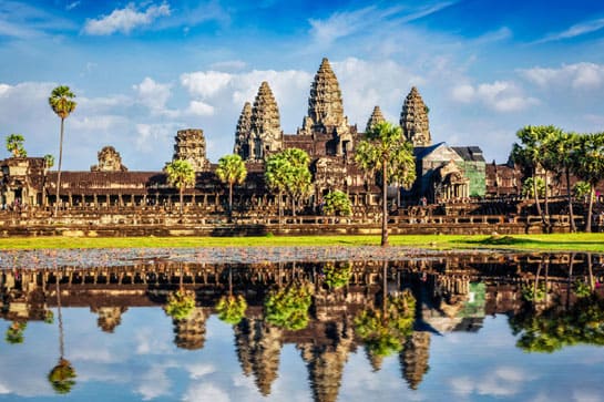 Cambodian Temple with lush trees